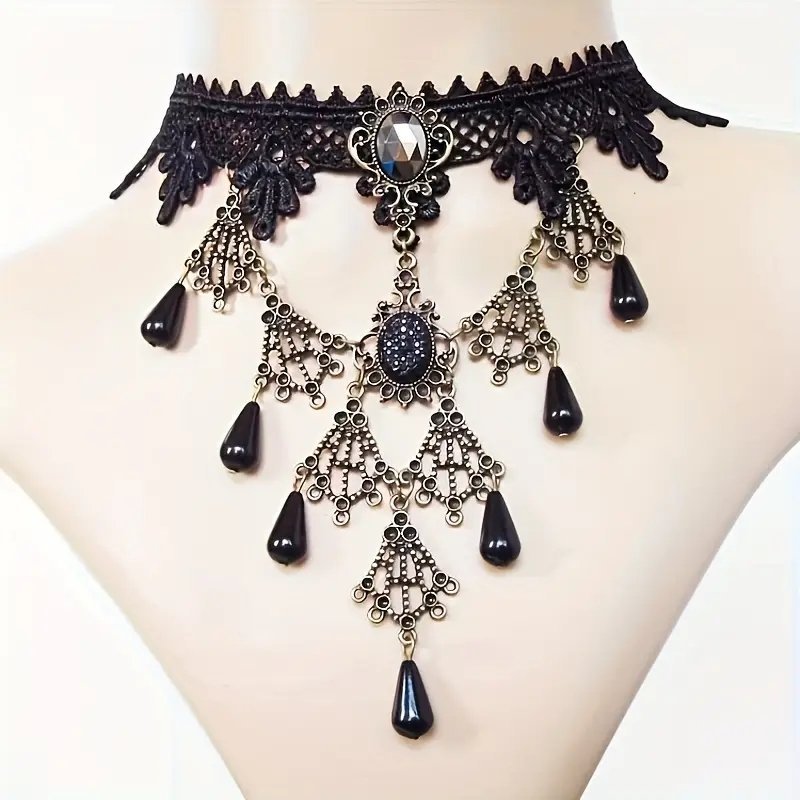 Kolia koronkowa choker naszyjnik vintage retro lolita goth alt cosplay NOWY