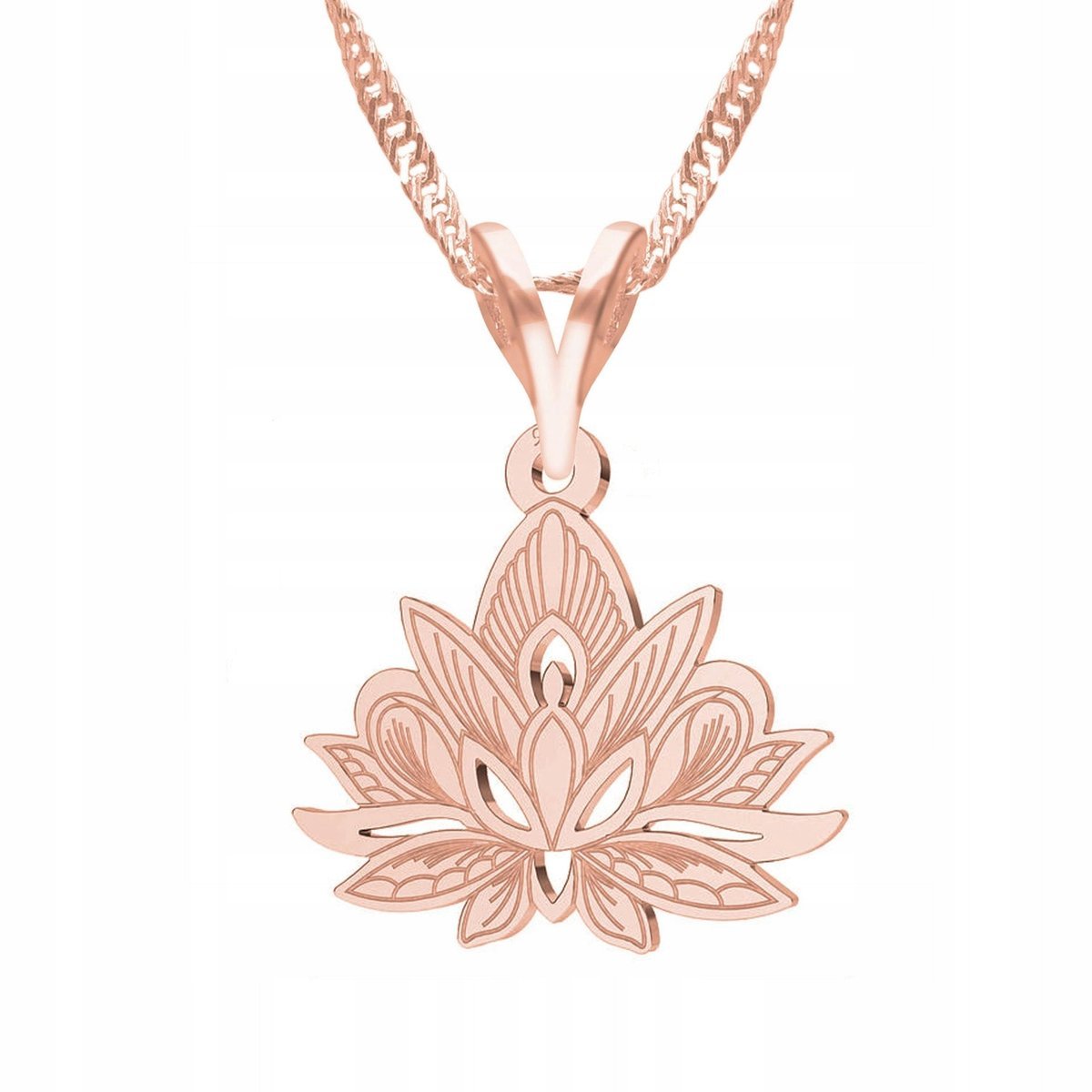 Naszyjnik Pozłacany z Kwiatem Lotosu Roślina Motyw Kwiat Lotos SREBRO 925