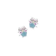 Biżuteria dla dzieci - Srebrne Kolczyki 925 Kolorowa Sowa dla dziewczynki - miniaturka - grafika 1