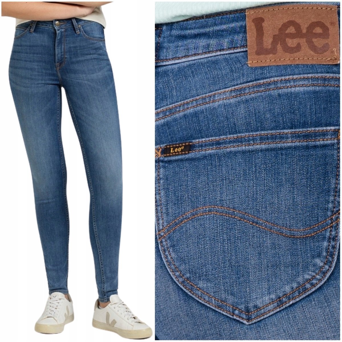 Lee SCARLETT HIGH Country Stone wysokie damskie spodnie jeansowe W26 L33