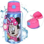 Shakery i bidony sportowe - DISNEY Myszka Minnie Aluminiowa BUTELKA TERMICZNA, ustnik, BIDON NA WODĘ z paskiem na ramię, dla dziewczynki 600ml - miniaturka - grafika 1