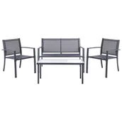 Meble ogrodowe - Zestaw ogrodowy ze stolikiem dla 4 osób TAVOLETO Metal Ciemnoszary - miniaturka - grafika 1