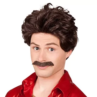 Boland Peruka party "Borat z wąsami", brązowa - Dodatki do strojów karnawałowych - miniaturka - grafika 1