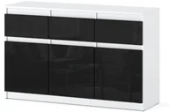 Komody - Komoda Do Salonu Oleksa 3 Szuflady 120cm Pojemna Szafka Biała Czarny Połysk - miniaturka - grafika 1