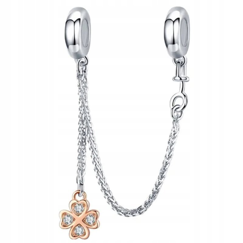 Charms Łańcuszek Zabezpieczający Charms Koniczyna Srebro 925 Charmsy Trusky