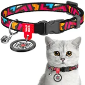 Obroże dla kotów - Obroża dla kota nylonowa WAUDOG Nylon z paszportem QR, rysunek "Graffiti", rozmiar XS, 20-30 cm 10 mm - miniaturka - grafika 1