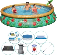 Baseny ogrodowe - Zestaw basenowy - Bestway Fast Set 457x84 cm okrągły - Tropikalne kwiaty - miniaturka - grafika 1
