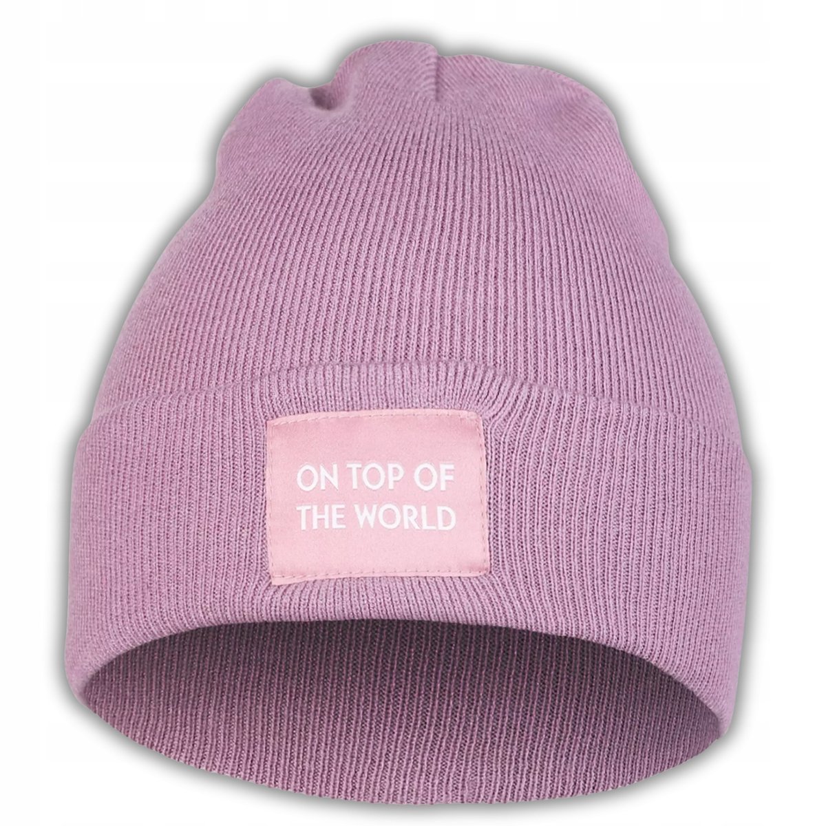 CZAPKA DAMSKA Z NAPISEM ZIMOWA JESIENNA CIEPŁA KLASYCZNA NASZYWKA MORAJ PURPLE