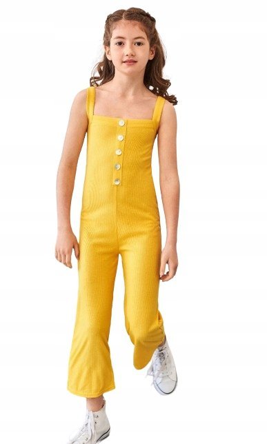 SHEIN KOMBINEZON PRĄŻKOWANY ŻÓŁTY CASUAL 128 ŁFL