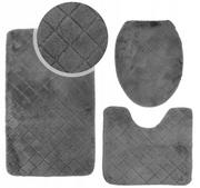 Dywaniki łazienkowe - Komplet 3cz pluszowych dywaników łazienkowych OSLO TPR DESIGN 45X75 C.SZARY - miniaturka - grafika 1