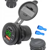 Ładowarki samochodowe - ŁADOWARKA SAMOCHODOWA MONTAŻOWA USB Z WYŁĄCZNIKIEM i WOLTOMIERZEM USB-C - miniaturka - grafika 1