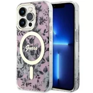 Etui i futerały do telefonów - Guess GUHMP14LHCFWSP do Apple iPhone 14 Pro 6.1" różowy/pink hardcase Flower MagSafe - miniaturka - grafika 1