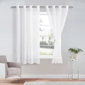 Firany i zasłony dla dzieci - DWCN Sheer Przezroczysta zasłona z woalu, na przelotkach, do salonu, pokoju dziecięcego, sypialni, biała, 160 x 132 cm (wys. x szer.), 2 sztuki - miniaturka - grafika 1