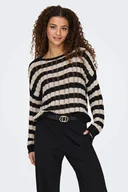 Dresy damskie - maglie donna only 15339536 capri ls o-neck black/pumice stone - miniaturka - grafika 1