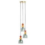 Lampy sufitowe - Szklana lampa zwis Koloreno ABR-3KOLOK-Z Abruzzo zielony czerwony pomarańczowy - miniaturka - grafika 1