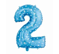 Balony i akcesoria - GoDan Balon foliowy cyfra 2 Niebieska w gwiazdki 64 cm HS-C26N2 - miniaturka - grafika 1
