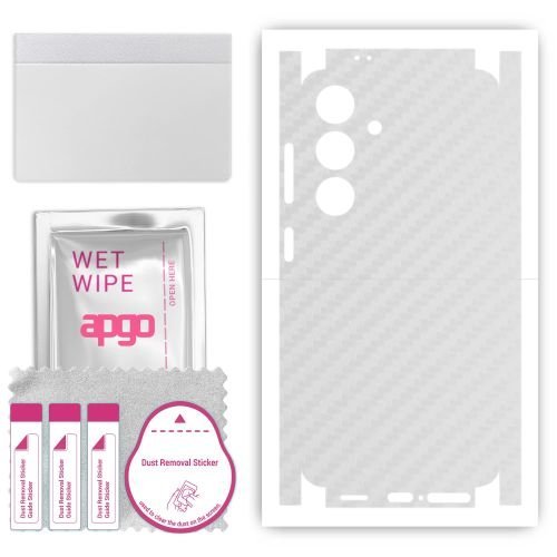 folia naklejka skórka strukturalna na TYŁ+BOKI do Samsung Galaxy S24 - Carbon Przezroczysty - apgo SKINS