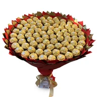 Zestawy upominkowe - Prezent na 80 urodziny, słodki Mega Bukiet ze słodyczy Ferrero Rocher (80 sztuk cukierków) - miniaturka - grafika 1
