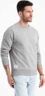 Bluzy męskie - Ombre Bluza męska dresowa BASIC z okrągłym dekoltem - szara V8 OM-SSBN-0175 XXL - miniaturka - grafika 1