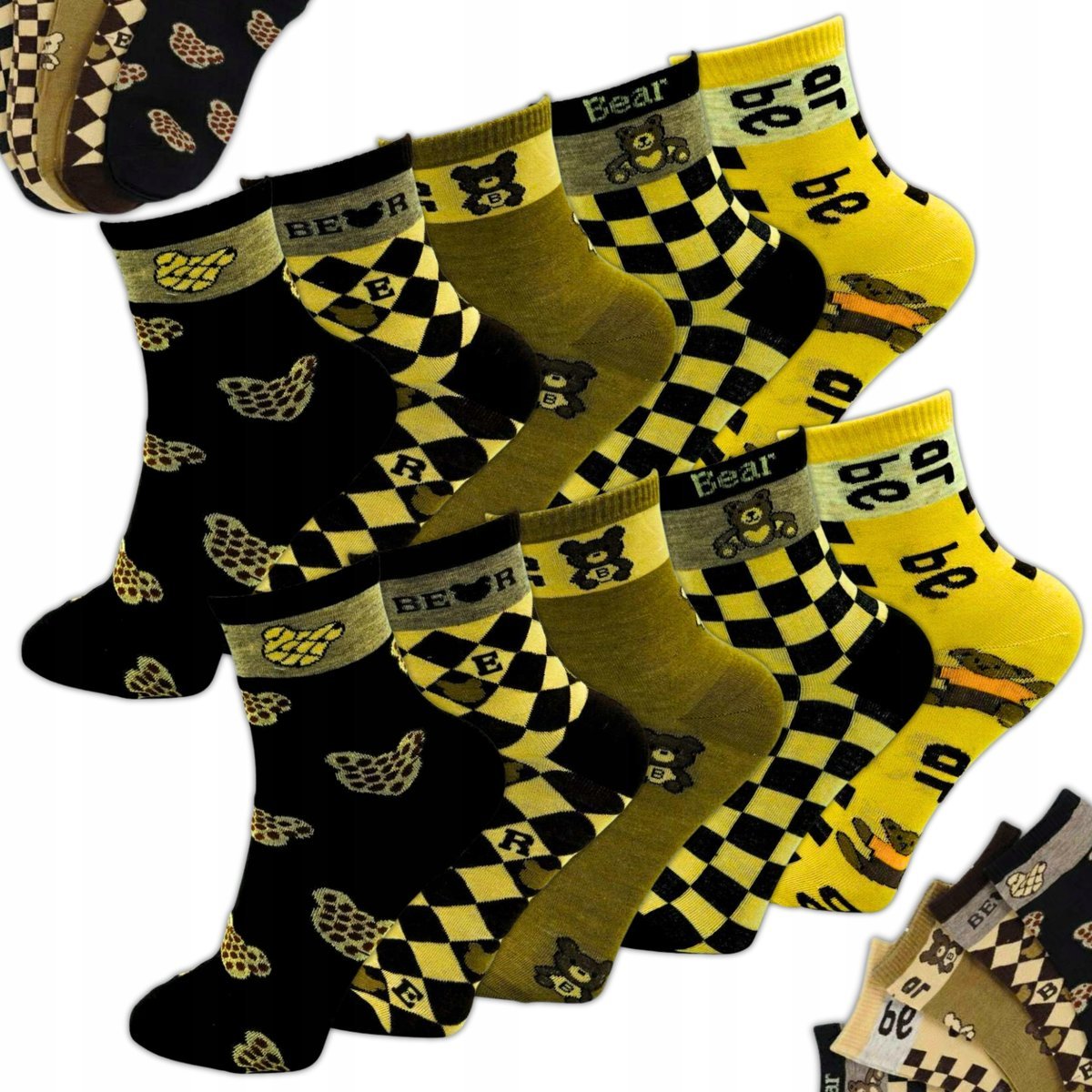 Damskie Skarpety Długie Bawełniane Skarpetki Kolorowe Zestaw 10 Par 39-41