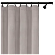 Zasłony - Voppi Zasłona dekoracyjna na okno 140 x 250 cm szara zasłona welurowa z uniwersalną taśmą marszczącą - miniaturka - grafika 1