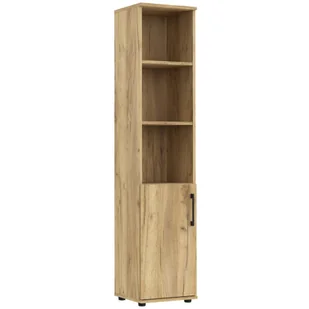 Wąski regał biurowy z drzwiczkami dąb craft G9-R74 - Regały biurowe - miniaturka - grafika 1