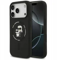 Etui i futerały do telefonów - Etui Karl Lagerfeld Silicone Karl&Choupette Ring MagSafe do iPhone 17 Pro czarny - miniaturka - grafika 1