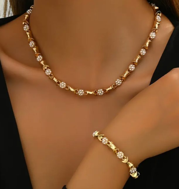 Złoty Naszyjnik i Bransoletka w Stylu Vintage N-33