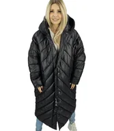 Kurtki damskie - Długa kurtka damska płaszcz z ukośnym pikowaniem Ciepła LUCY-M - miniaturka - grafika 1