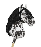 Zabawki i gry sportowe - Hobby Horse Duży koń na kiju Premium - tarantowaty biało-czarny z czarną grzywą A3 - miniaturka - grafika 1