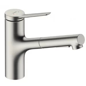 HANSGROHE 74821800 Zesis M33 Jednouchwytowa bateria kuchenna 150, metalowa wyciągana wylewka, 2jet, sBox Stal Szlachetna Finish - Baterie kuchenne - miniaturka - grafika 1