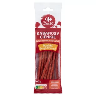 Carrefour Classic Kabanosy cienkie wieprzowo-wołowe 100 g - Kiełbasa i wędliny - miniaturka - grafika 1
