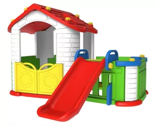 Domek Zjezdzalnia 3w1 Czerwony Dach - Place zabaw - miniaturka - grafika 1
