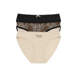 Figi Mimi 36508 K046 Zestaw 3 sztuk Beżowo-Czarny, S - Majtki damskie - miniaturka - grafika 1