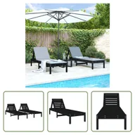 Leżaki ogrodowe - The Living Store Leżaki - 2 szt. - czarne - 199 -5x60x74 cm - drewno sosnowe - Leżak - miniaturka - grafika 1