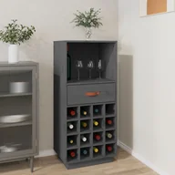Kredensy - Szafka na wino, szary, 45x34x100 cm, lite drewno sosnowe - miniaturka - grafika 1