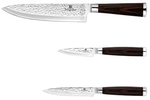 3 sztuki noży ze stali nierdzewnej z młotkowaną powłoką S1-M55 - Noże - miniaturka - grafika 1