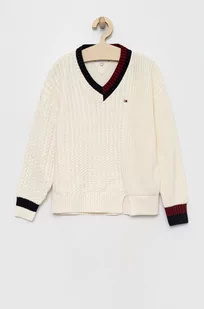 Tommy Hilfiger sweter dziecięcy kolor biały - Swetry dla dziewczynek - miniaturka - grafika 1