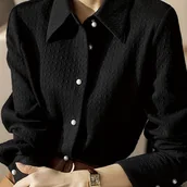 Inne - TEMU Koszula Z Guzikami Z Przodu, Elegancka Koszula Z Długimi Rękawami I Guzikami, Odzież Damska - miniaturka - grafika 1