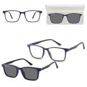 Okulary korekcyjne, oprawki, szkła - Prostokątne okulary pod korekcję z polaryzacyjną Nakładką przeciwsłoneczną na magnes CLIP-TRC-188B-1 - miniaturka - grafika 1