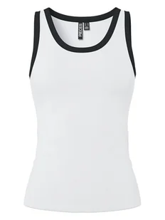 Pieces Top May 17154484 Biały Slim Fit - Koszulki i topy damskie - miniaturka - grafika 1