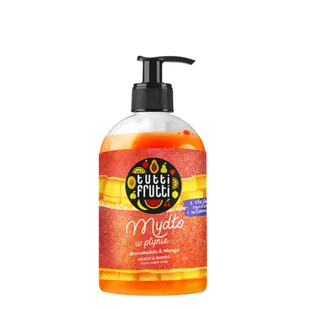 Tutti Frutti TUTTI FRUTTI Brzoskwinia i Mango Mydło w płynie z olejkami owocowymi i witaminą E 500ml TFR0069A - Kremy i maski do rąk - miniaturka - grafika 1