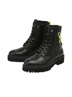 Botki damskie - PEPE JEANS BOTKI SKÓRZANE DAMSKIE CZARNE ZA KOSTKĘ 36 AWD - miniaturka - grafika 1