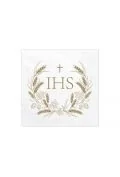 Materiały pomocnicze dla nauczycieli - Serwetki Komunia IHS złote 33x33cm 12szt - miniaturka - grafika 1