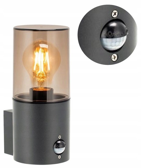 Lampa Ogrodowa LED Kinkiet Zewnętrzny SALVIA Czujnik Ruchu E27 15W szara