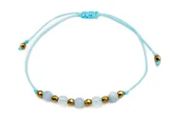 Bransoletki - Niebieska sznurkowa bransoletka kryształ górski jadeit Równowaga - miniaturka - grafika 1