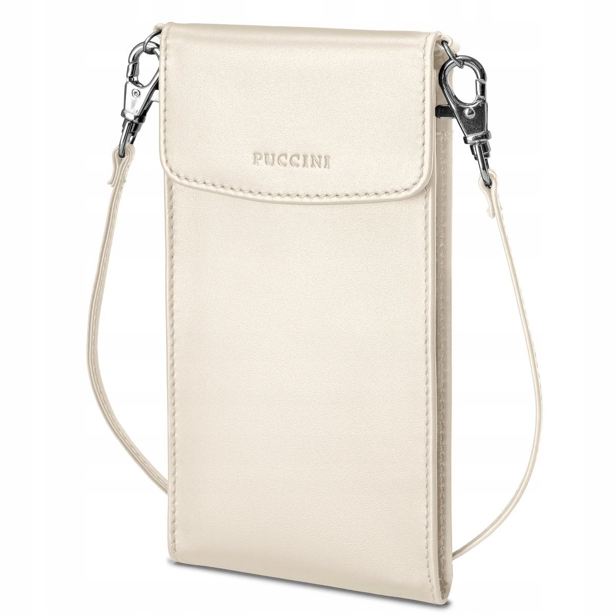 Torebka Damska Skórzana Na Telefon Crossbody Beżowa PUCCINI VC92525-6B