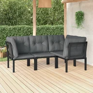Meble ogrodowe - 4-cz. zestaw wypoczynkowy do ogrodu, czarno-szary, rattan PE vidaXL - miniaturka - grafika 1