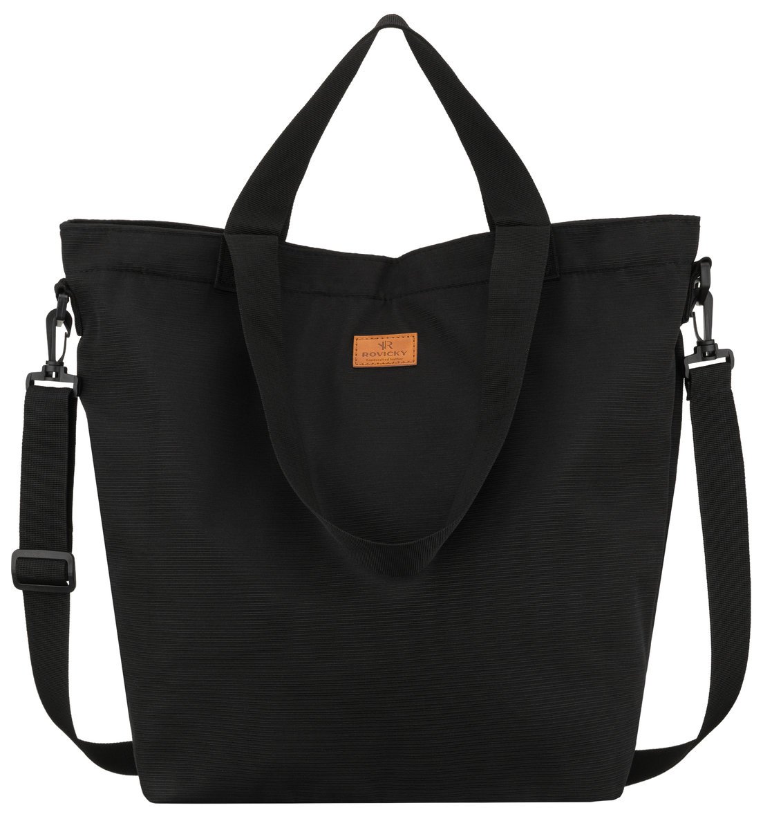 Duża torebka damska czarna ROVICKY shopper bag na ramię lub do ręki pojemna