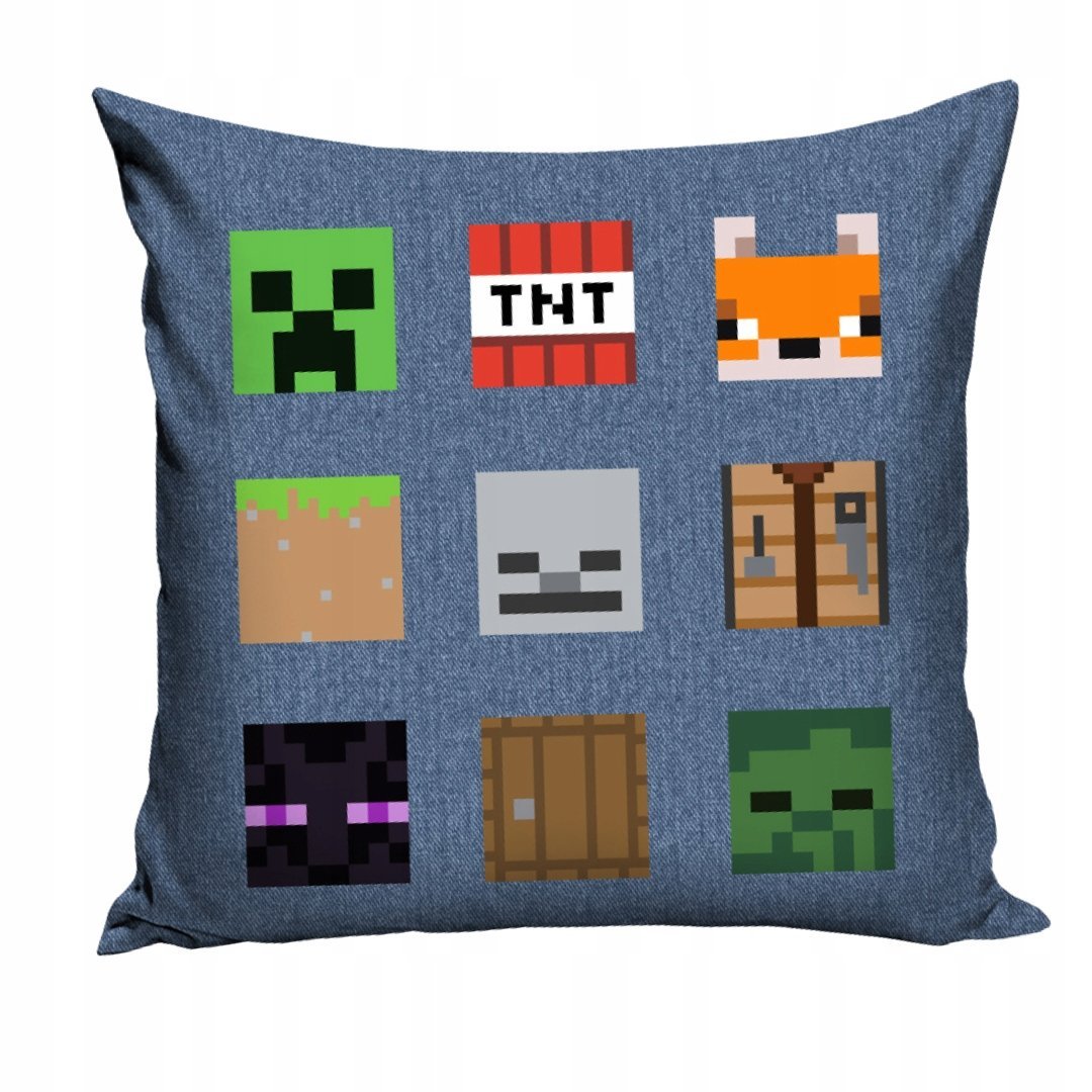 Poszewka Minecraft Dekoracyjna Ikony Creeper TNT Pokój Gracza